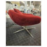 Red Velvet "Parma Chair" By American Leather.  Modern design with chrome legs.
