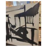 A large modern Black & White Oil Painting on Canvas. 71" x 71" x 3"