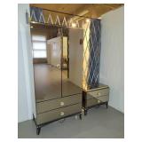 Bedroom set by Ello. Queen Bed, Armoire & Nightstand.