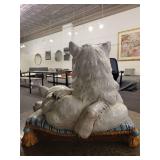 Vintage Ceramic Cats on Pillow Sculpture
