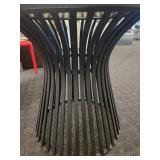 Warren Platner Style Dining Table with Marble Top and Black Iron Base.