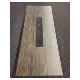 Modern Cocktail Table with a wood grain design, inset glass panel and chrome legs. Made by Fjords Furniture of Norway.