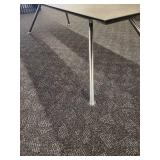 Modern Cocktail Table with a wood grain design, inset glass panel and chrome legs. Made by Fjords Furniture of Norway.