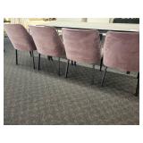 A set of 4 Velvet Fabric Dining Chairs. Lavender color.