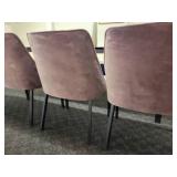 A set of 4 Velvet Fabric Dining Chairs. Lavender color.