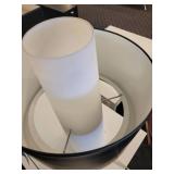 Modern Table Lamp, white glass & black metal shade.
