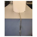 Modern Table Lamp, white glass & black metal shade.