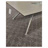 Modern Cocktail Table with a wood grain design, inset glass panel and chrome legs. Made by Fjords Furniture of Norway.