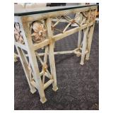 A Vintage Wrought Iron Glass Topped Table.