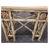 A Vintage Wrought Iron Marble Topped Table.