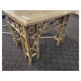 A Vintage Wrought Iron Marble Topped Table.