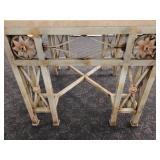 A Vintage Wrought Iron Marble Topped Table.
