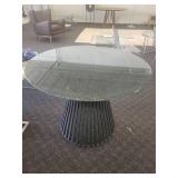 Warren Platner Style Dining Table with Crackle Glass Top.