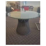 Warren Platner Style Dining Table with Crackle Glass Top.