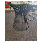 Warren Platner Style Dining Table with Crackle Glass Top.