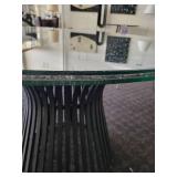 Warren Platner Style Dining Table with Crackle Glass Top.