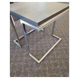 A Wood Grain Top with chrome legs Side Table.