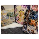 A lot of 26 Handmade Needlepoint Pillows, Fire Screen and Photo Album.
