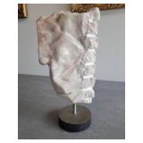 A Carved Marble Abstract Face Sculpture by Dwight Oglesby.