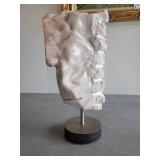 A Carved Marble Abstract Face Sculpture by Dwight Oglesby.