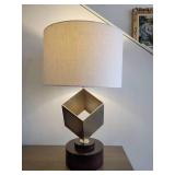A Modern Gold Painted Metal & Wood Table Lamp.