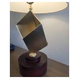 A Modern Gold Painted Metal & Wood Table Lamp.
