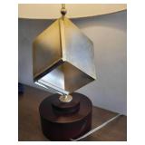 A Modern Gold Painted Metal & Wood Table Lamp.