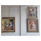A lot of 3 Framed Handmade Needlepoint Works.