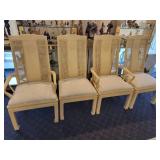 A set of 4 Vintage Bernhardt Chinoiserie Cane Back Dining Chairs.