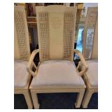 A set of 4 Vintage Bernhardt Chinoiserie Cane Back Dining Chairs.