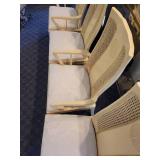 A set of 4 Vintage Bernhardt Chinoiserie Cane Back Dining Chairs.