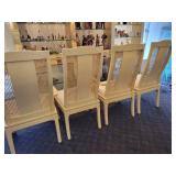A set of 4 Vintage Bernhardt Chinoiserie Cane Back Dining Chairs.