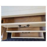 A pair of Vintage White of Mebane Asian Chinoiserie 3 Drawer Dresser.