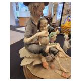 Vintage Giuseppe Armani Capodimonte Figurine. Men on Beach Rock with Wine & Pipe.