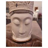 A Bone Carved Buddha Statue with Stand.