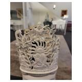 A Bone Carved Buddha Statue with Stand.