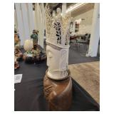 A Bone Carved Buddha Statue with Stand.