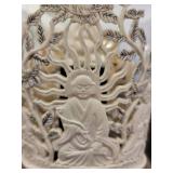 A Bone Carved Buddha Statue with Stand.