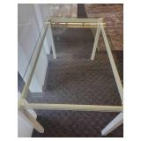 Counter Height Glass Topped Table with Aluminum Legs by Johnston Casuals.