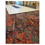 Modern Cocktail Table with a wood grain design, inset glass panel and chrome legs. Made by Fjords Furniture of Norway.