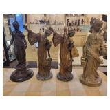 A group of 4 Bronze/Metal Statues of Maidens/Ladies.