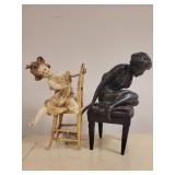 2 Metal/Bronze Statues of Girls/Young Ladies.