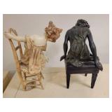 2 Metal/Bronze Statues of Girls/Young Ladies.