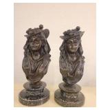 A pair of Bronze Lady Statues.