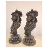 A pair of Bronze Lady Statues.
