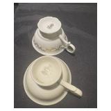 A set of 9 China Cups & Saucers, some with underplates.