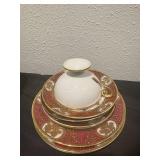 A set of 9 China Cups & Saucers, some with underplates.