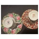 A set of 9 China Cups & Saucers, some with underplates.