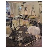 A large lot of lamps (as is) and shades (good condition).