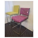 2 Colorful upholstered Stools. By Johnston Casuals and Minson Corp.
